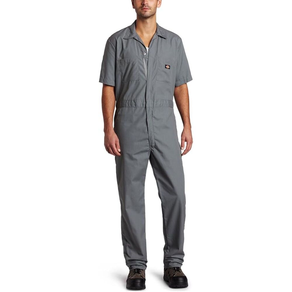 Dickies Men's Short Sleeve Coverall Zipper Front Jumpsuit Mechanics Uniform L